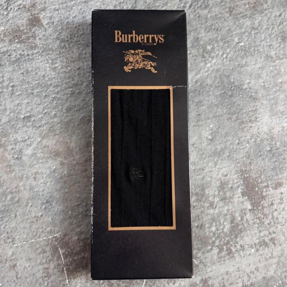 Vintage Burberry BlackDress Socks. NOS Made In Japan Mens 8